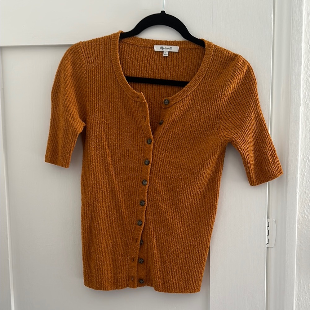 Madewell Burnt Orange Ribbed Knit Top